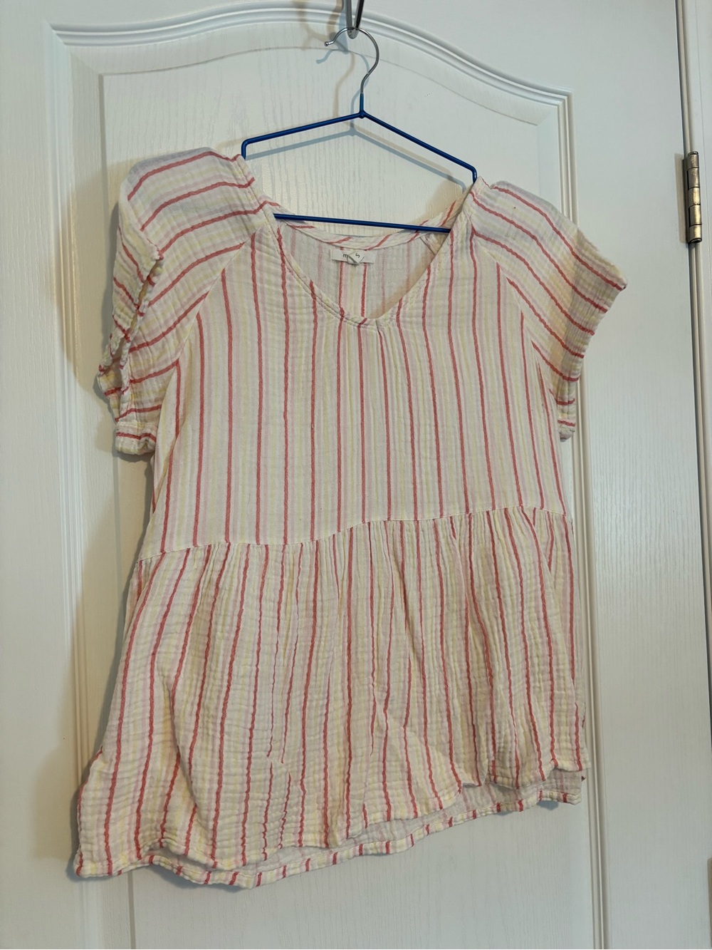 Maurice’s - Striped Pink and White Babydoll Top